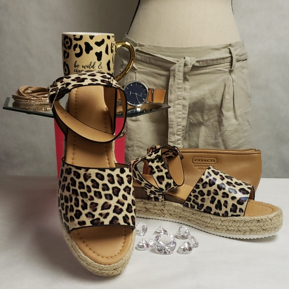 Shoes - Leopard Espadrille Platform Sandals